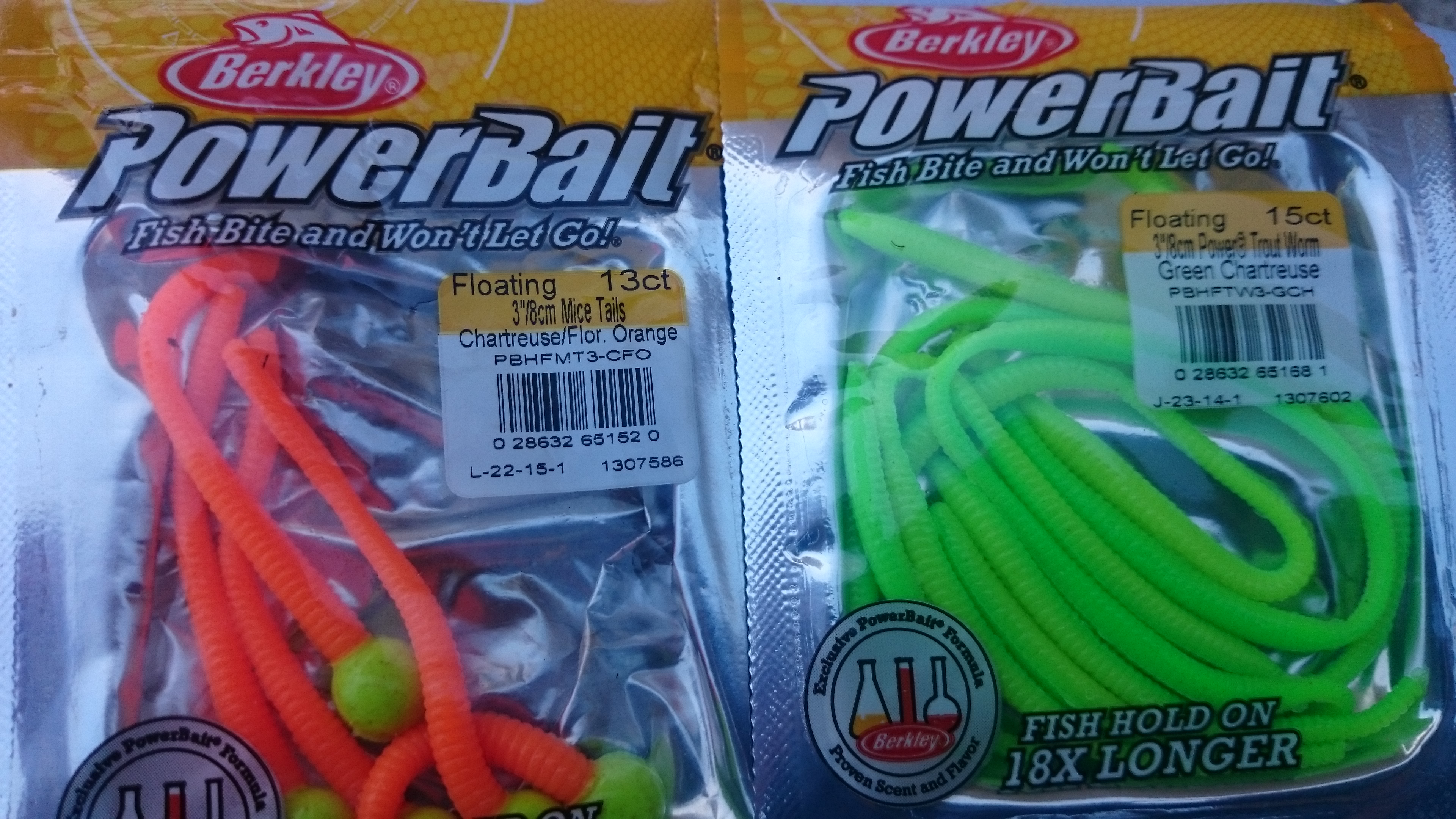 Berkley Powerbait Worms and Mice Tails for Trout Fishing